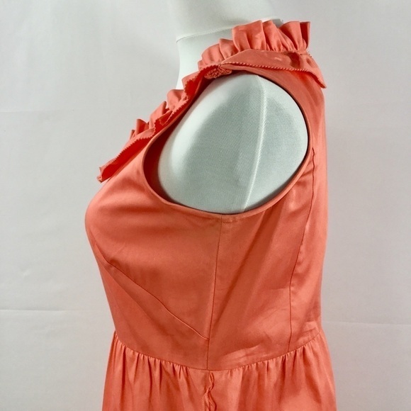 J Crew Ruffle Neck Sleeveless Cotton Sateen Dress Size 6 - Picture 8 of 14